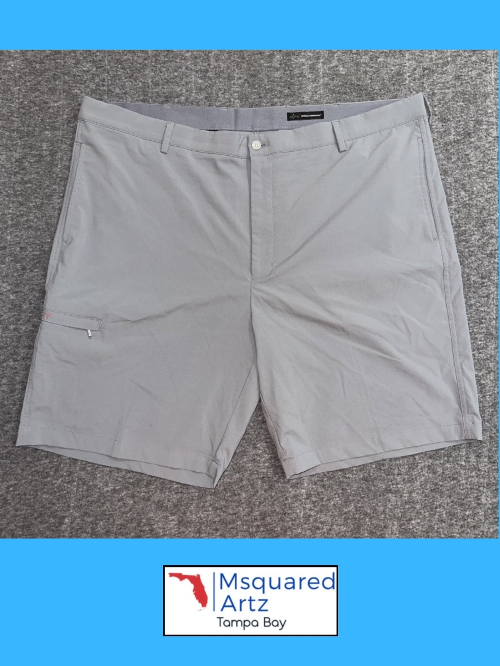 Greg Norman Golf Cargo Shorts Gray Performance Stretch Zipper Pockets Men 44